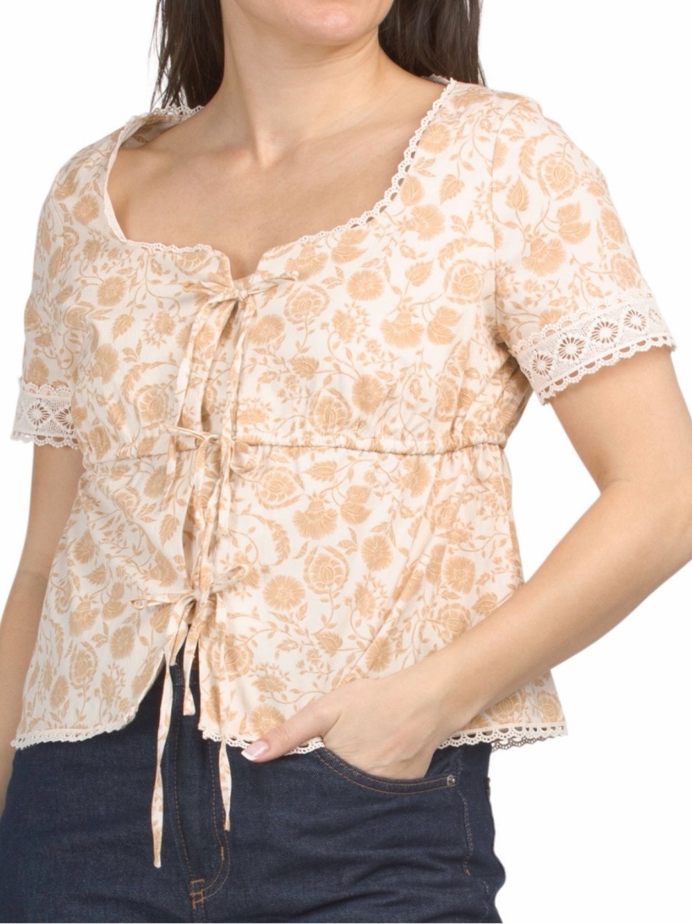 NWT Bagatelle Collection Square Neck Tie Front Top Women’s Medium